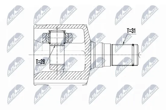 Gelenksatz, Antriebswelle Vorderachse links NTY NPW-FR-095 Bild Gelenksatz, Antriebswelle Vorderachse links NTY NPW-FR-095