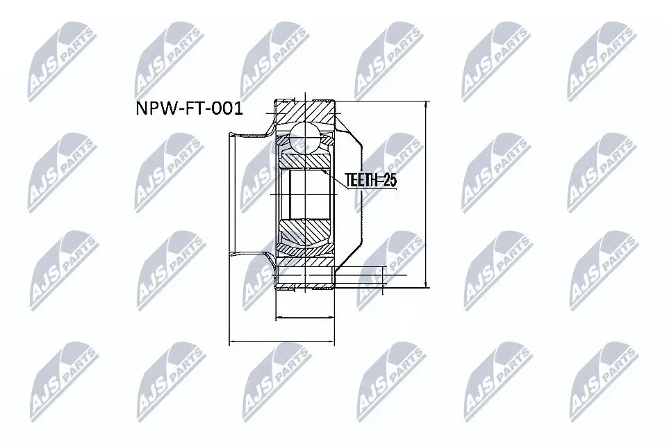 Gelenksatz, Antriebswelle getriebeseitig Vorderachse NTY NPW-FT-001