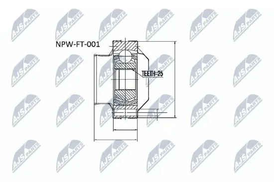 Gelenksatz, Antriebswelle getriebeseitig Vorderachse NTY NPW-FT-001 Bild Gelenksatz, Antriebswelle getriebeseitig Vorderachse NTY NPW-FT-001