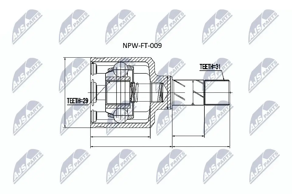 Gelenksatz, Antriebswelle getriebeseitig NTY NPW-FT-009