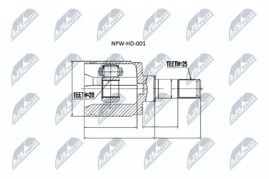 Gelenksatz, Antriebswelle Vorderachse links NTY NPW-HD-001 Bild Gelenksatz, Antriebswelle Vorderachse links NTY NPW-HD-001