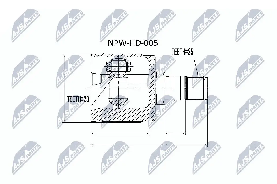 Gelenksatz, Antriebswelle Vorderachse links getriebeseitig NTY NPW-HD-005