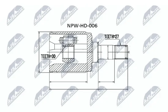Gelenksatz, Antriebswelle Vorderachse rechts getriebeseitig NTY NPW-HD-006 Bild Gelenksatz, Antriebswelle Vorderachse rechts getriebeseitig NTY NPW-HD-006