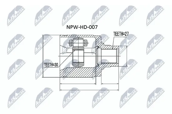 Gelenksatz, Antriebswelle Vorderachse links getriebeseitig Vorderachse rechts radseitig NTY NPW-HD-007 Bild Gelenksatz, Antriebswelle Vorderachse links getriebeseitig Vorderachse rechts radseitig NTY NPW-HD-007