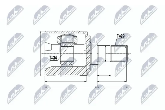 Gelenksatz, Antriebswelle getriebeseitig Vorderachse links NTY NPW-HD-018 Bild Gelenksatz, Antriebswelle getriebeseitig Vorderachse links NTY NPW-HD-018