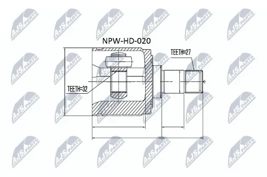 Gelenksatz, Antriebswelle Vorderachse rechts getriebeseitig NTY NPW-HD-020 Bild Gelenksatz, Antriebswelle Vorderachse rechts getriebeseitig NTY NPW-HD-020
