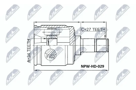 Gelenksatz, Antriebswelle getriebeseitig Vorderachse links NTY NPW-HD-029 Bild Gelenksatz, Antriebswelle getriebeseitig Vorderachse links NTY NPW-HD-029