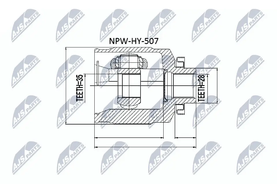 Gelenksatz, Antriebswelle getriebeseitig NTY NPW-HY-507