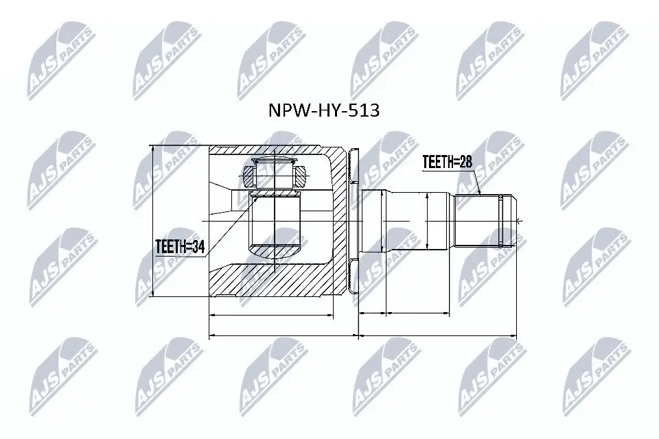 Gelenksatz, Antriebswelle getriebeseitig NTY NPW-HY-513