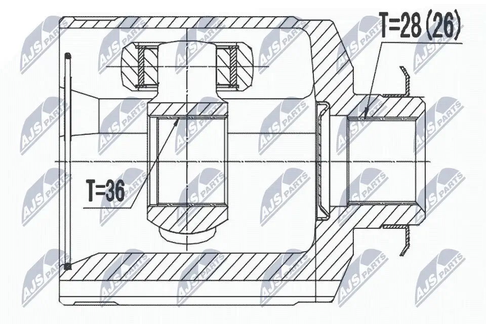 Gelenksatz, Antriebswelle getriebeseitig Vorderachse NTY NPW-HY-528