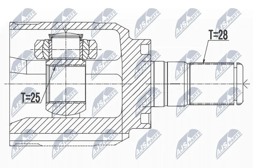 Gelenksatz, Antriebswelle Vorderachse getriebeseitig NTY NPW-HY-536