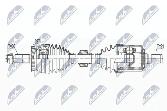 Antriebswelle Vorderachse links NTY NPW-HY-581 Bild Antriebswelle Vorderachse links NTY NPW-HY-581