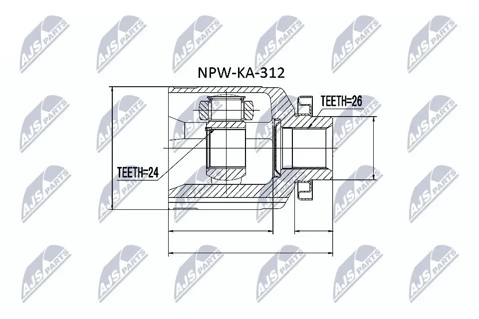 Gelenksatz, Antriebswelle getriebeseitig NTY NPW-KA-312