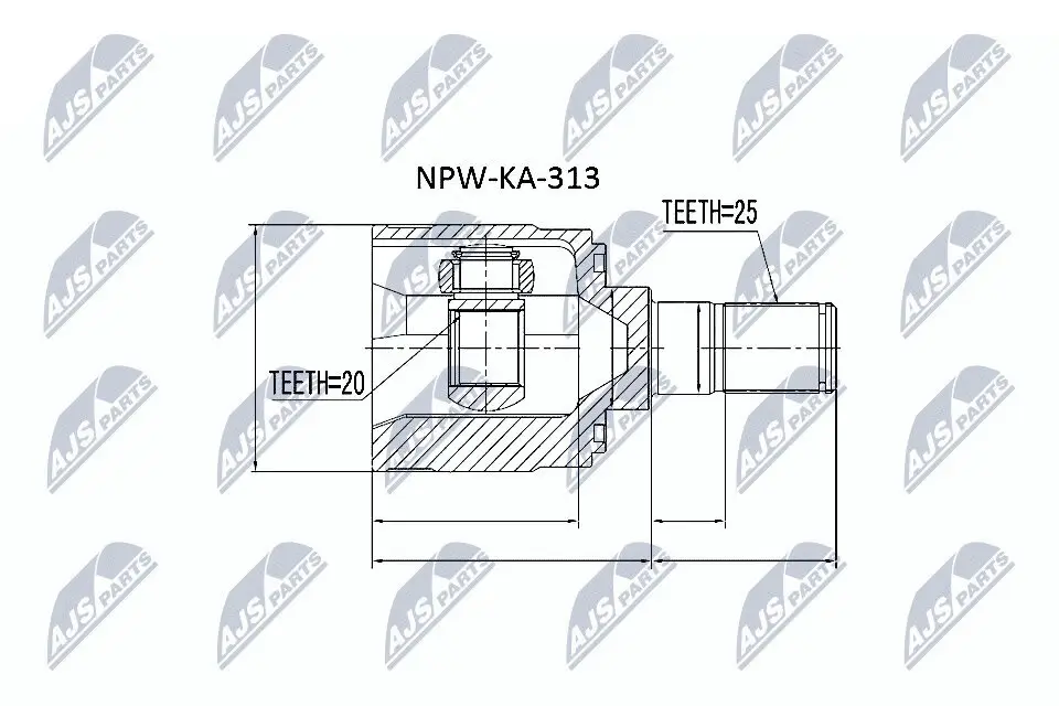 Gelenksatz, Antriebswelle getriebeseitig Vorderachse rechts NTY NPW-KA-313