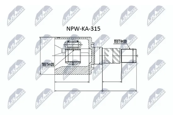 Gelenksatz, Antriebswelle getriebeseitig NTY NPW-KA-315 Bild Gelenksatz, Antriebswelle getriebeseitig NTY NPW-KA-315