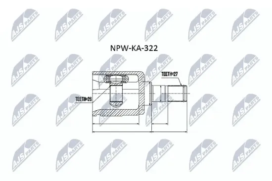 Gelenksatz, Antriebswelle Vorderachse links Vorderachse rechts getriebeseitig NTY NPW-KA-322 Bild Gelenksatz, Antriebswelle Vorderachse links Vorderachse rechts getriebeseitig NTY NPW-KA-322