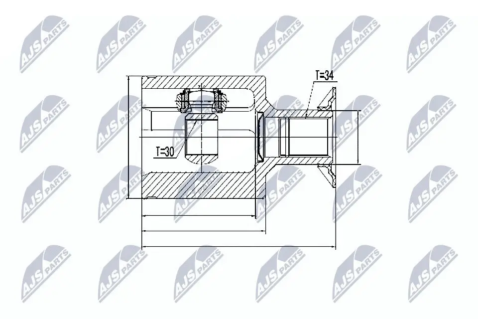 Gelenksatz, Antriebswelle Vorderachse links getriebeseitig NTY NPW-ME-024