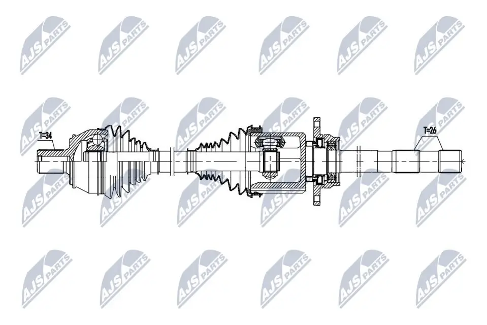 Antriebswelle Vorderachse rechts NTY NPW-ME-184