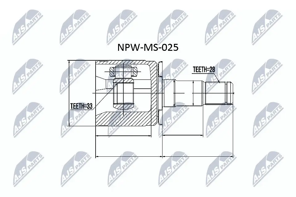 Gelenksatz, Antriebswelle Vorderachse links getriebeseitig NTY NPW-MS-025