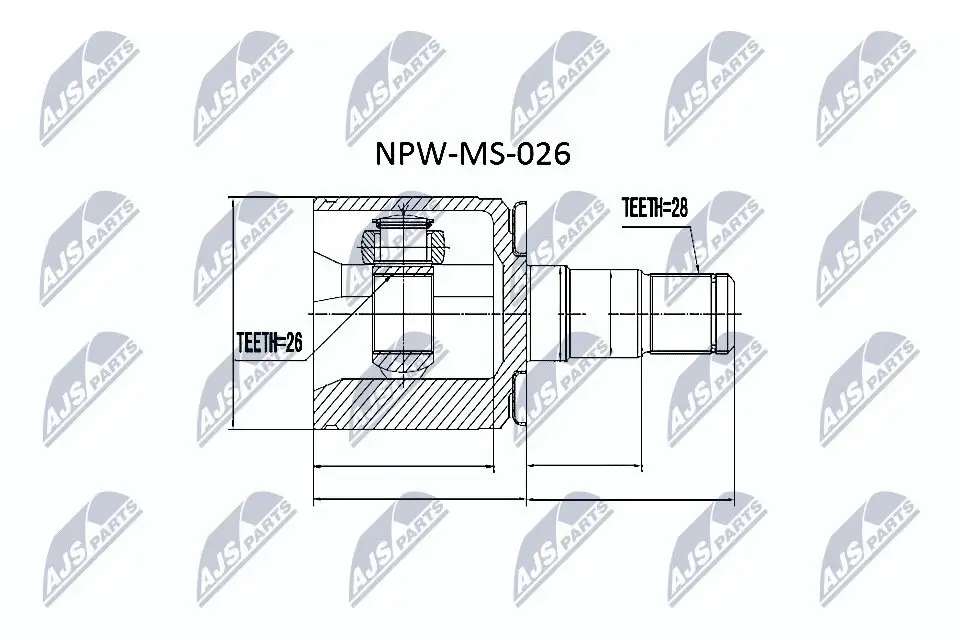 Gelenksatz, Antriebswelle Vorderachse links getriebeseitig NTY NPW-MS-026