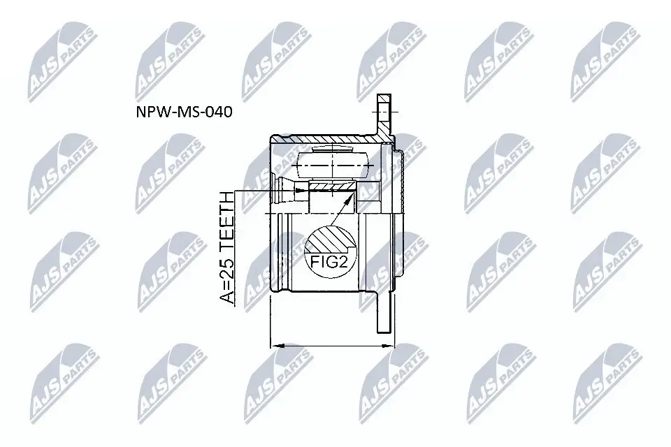 Gelenksatz, Antriebswelle Vorderachse rechts getriebeseitig NTY NPW-MS-040