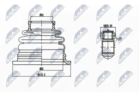 Gelenksatz, Antriebswelle getriebeseitig Vorderachse links NTY NPW-MS-041 Bild Gelenksatz, Antriebswelle getriebeseitig Vorderachse links NTY NPW-MS-041