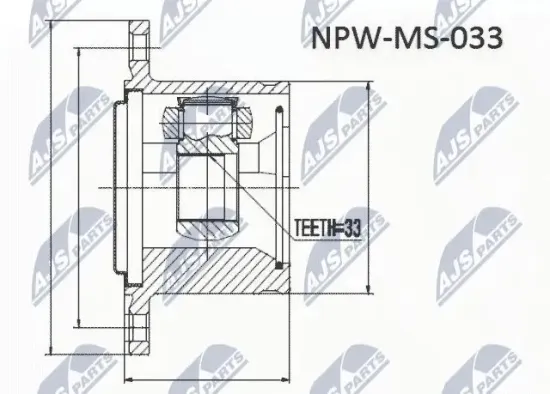 Gelenksatz, Antriebswelle getriebeseitig Vorderachse rechts NTY NPW-MS-054 Bild Gelenksatz, Antriebswelle getriebeseitig Vorderachse rechts NTY NPW-MS-054