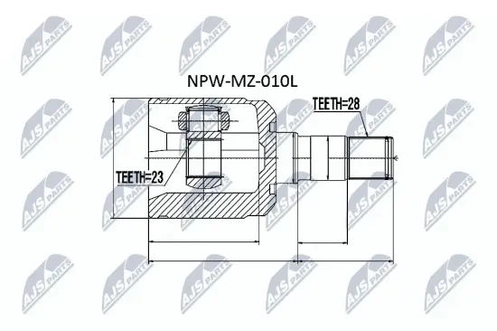 Gelenksatz, Antriebswelle getriebeseitig Vorderachse links NTY NPW-MZ-010L Bild Gelenksatz, Antriebswelle getriebeseitig Vorderachse links NTY NPW-MZ-010L