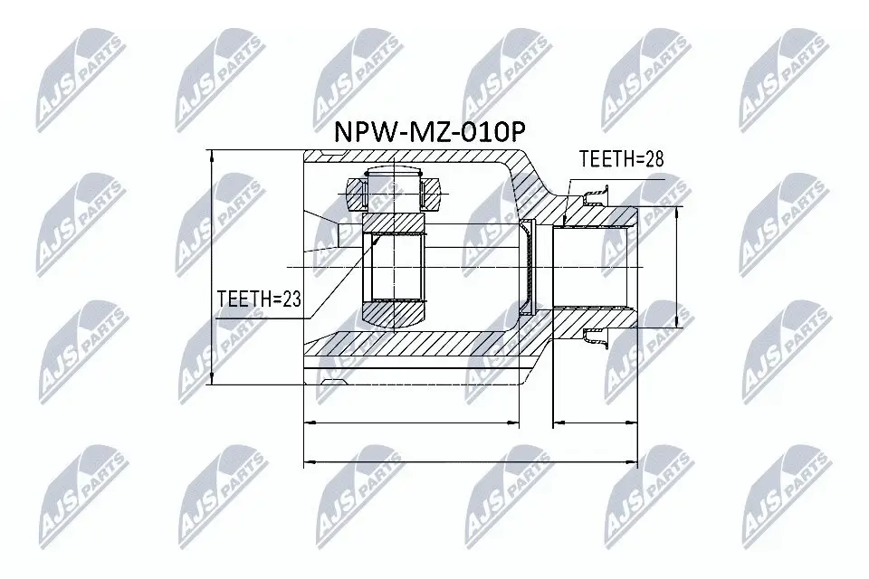 Gelenksatz, Antriebswelle Vorderachse rechts getriebeseitig NTY NPW-MZ-010P