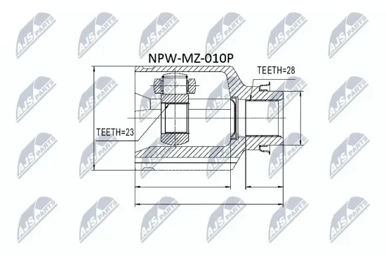 Gelenksatz, Antriebswelle Vorderachse rechts getriebeseitig NTY NPW-MZ-010P Bild Gelenksatz, Antriebswelle Vorderachse rechts getriebeseitig NTY NPW-MZ-010P