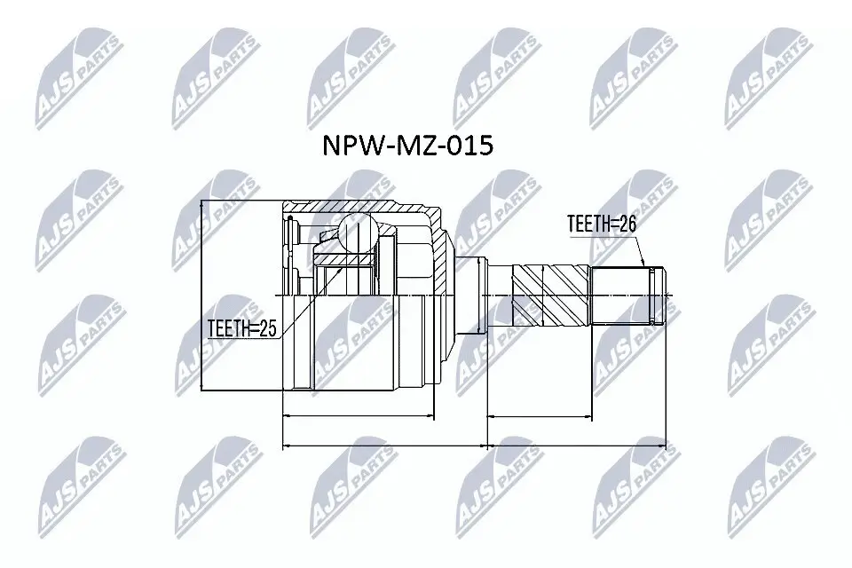 Gelenksatz, Antriebswelle Vorderachse links getriebeseitig NTY NPW-MZ-015