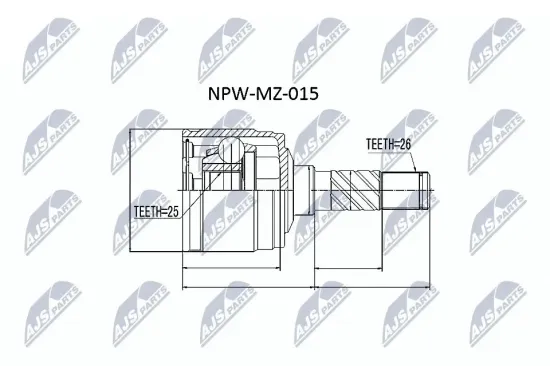 Gelenksatz, Antriebswelle Vorderachse links getriebeseitig NTY NPW-MZ-015 Bild Gelenksatz, Antriebswelle Vorderachse links getriebeseitig NTY NPW-MZ-015