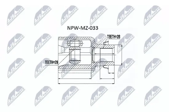 Gelenksatz, Antriebswelle getriebeseitig NTY NPW-MZ-033 Bild Gelenksatz, Antriebswelle getriebeseitig NTY NPW-MZ-033