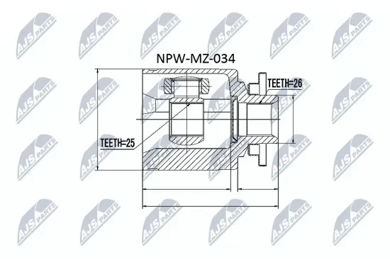 Gelenksatz, Antriebswelle Vorderachse links getriebeseitig NTY NPW-MZ-034 Bild Gelenksatz, Antriebswelle Vorderachse links getriebeseitig NTY NPW-MZ-034
