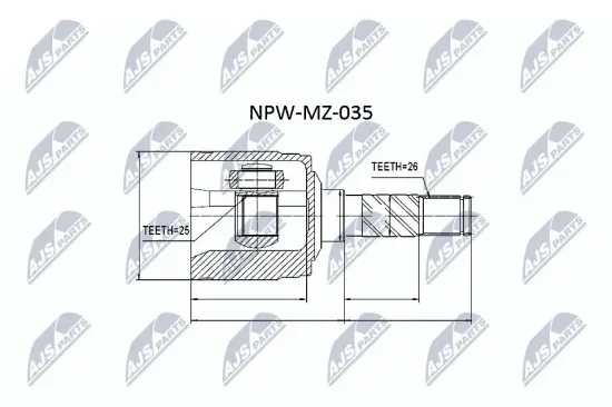 Gelenksatz, Antriebswelle NTY NPW-MZ-035 Bild Gelenksatz, Antriebswelle NTY NPW-MZ-035