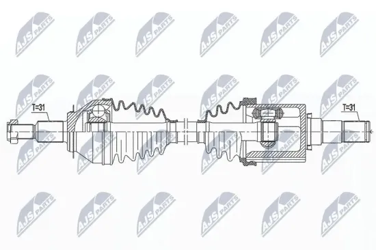 Antriebswelle Vorderachse links NTY NPW-MZ-074 Bild Antriebswelle Vorderachse links NTY NPW-MZ-074