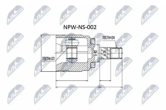 Gelenksatz, Antriebswelle getriebeseitig NTY NPW-NS-002 Bild Gelenksatz, Antriebswelle getriebeseitig NTY NPW-NS-002