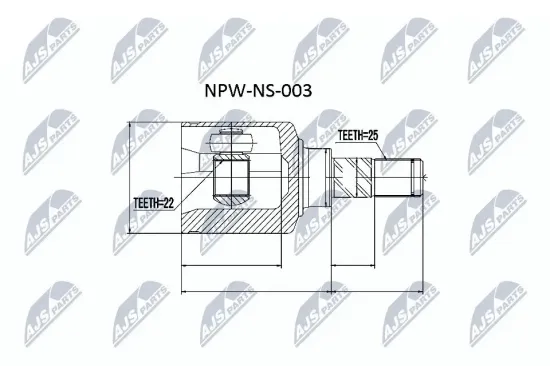 Gelenksatz, Antriebswelle radseitig Vorderachse links getriebeseitig NTY NPW-NS-003 Bild Gelenksatz, Antriebswelle radseitig Vorderachse links getriebeseitig NTY NPW-NS-003