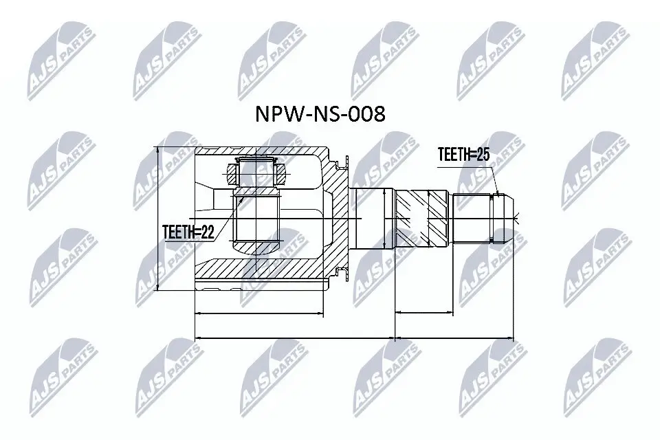 Gelenksatz, Antriebswelle getriebeseitig Vorderachse rechts NTY NPW-NS-008