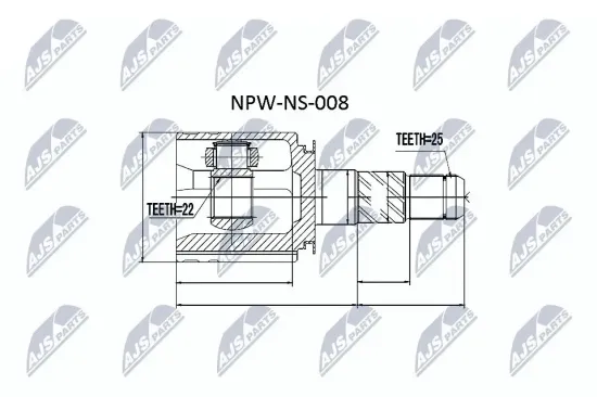 Gelenksatz, Antriebswelle getriebeseitig Vorderachse rechts NTY NPW-NS-008 Bild Gelenksatz, Antriebswelle getriebeseitig Vorderachse rechts NTY NPW-NS-008