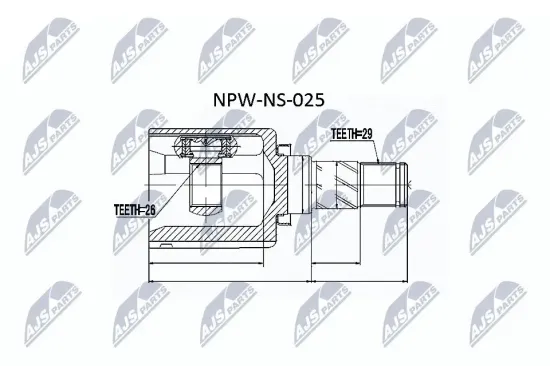 Gelenksatz, Antriebswelle Vorderachse rechts radseitig NTY NPW-NS-025 Bild Gelenksatz, Antriebswelle Vorderachse rechts radseitig NTY NPW-NS-025