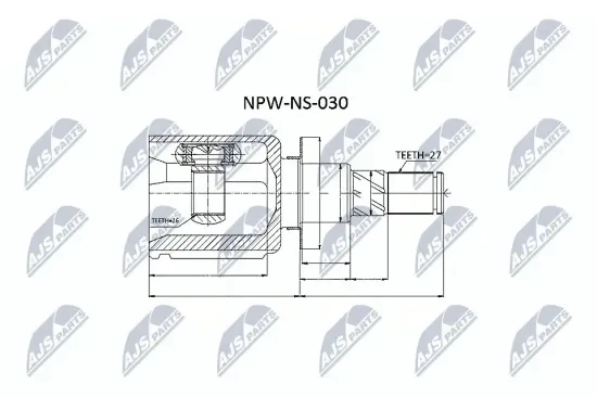 Gelenksatz, Antriebswelle getriebeseitig Vorderachse links Vorderachse rechts NTY NPW-NS-030 Bild Gelenksatz, Antriebswelle getriebeseitig Vorderachse links Vorderachse rechts NTY NPW-NS-030
