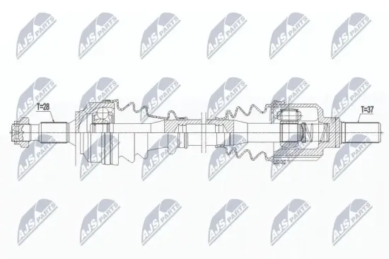 Antriebswelle Vorderachse links NTY NPW-PE-061 Bild Antriebswelle Vorderachse links NTY NPW-PE-061