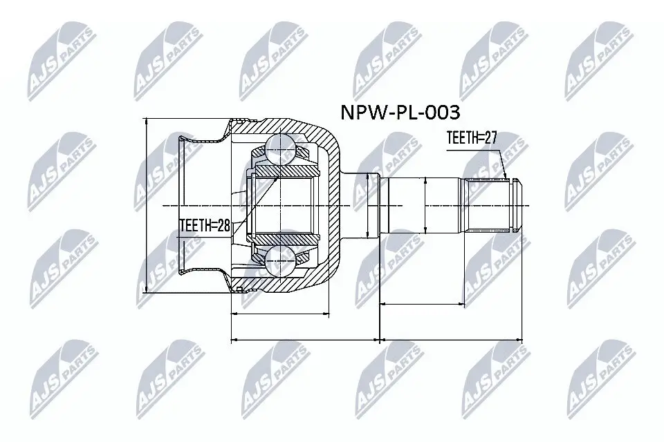 Gelenksatz, Antriebswelle Vorderachse links Vorderachse rechts NTY NPW-PL-003