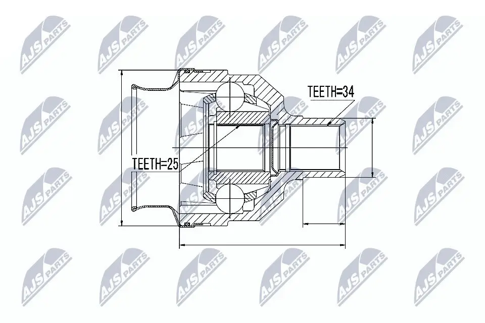 Gelenksatz, Antriebswelle getriebeseitig Vorderachse NTY NPW-PL-025