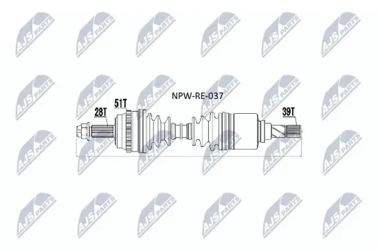 Antriebswelle Vorderachse links Vorderachse NTY NPW-RE-037 Bild Antriebswelle Vorderachse links Vorderachse NTY NPW-RE-037