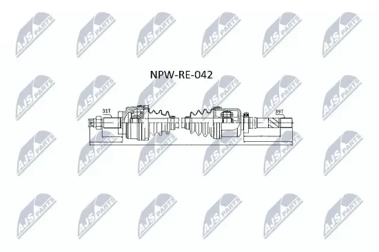 Antriebswelle Vorderachse rechts Vorderachse NTY NPW-RE-042 Bild Antriebswelle Vorderachse rechts Vorderachse NTY NPW-RE-042