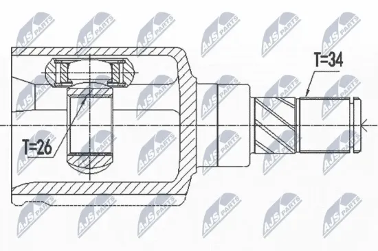 Gelenksatz, Antriebswelle Vorderachse links NTY NPW-RE-125 Bild Gelenksatz, Antriebswelle Vorderachse links NTY NPW-RE-125