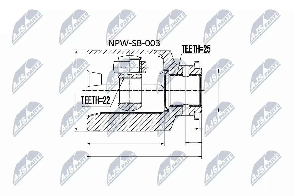 Gelenksatz, Antriebswelle Vorderachse getriebeseitig NTY NPW-SB-003