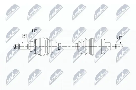 Antriebswelle Vorderachse links NTY NPW-SU-029 Bild Antriebswelle Vorderachse links NTY NPW-SU-029